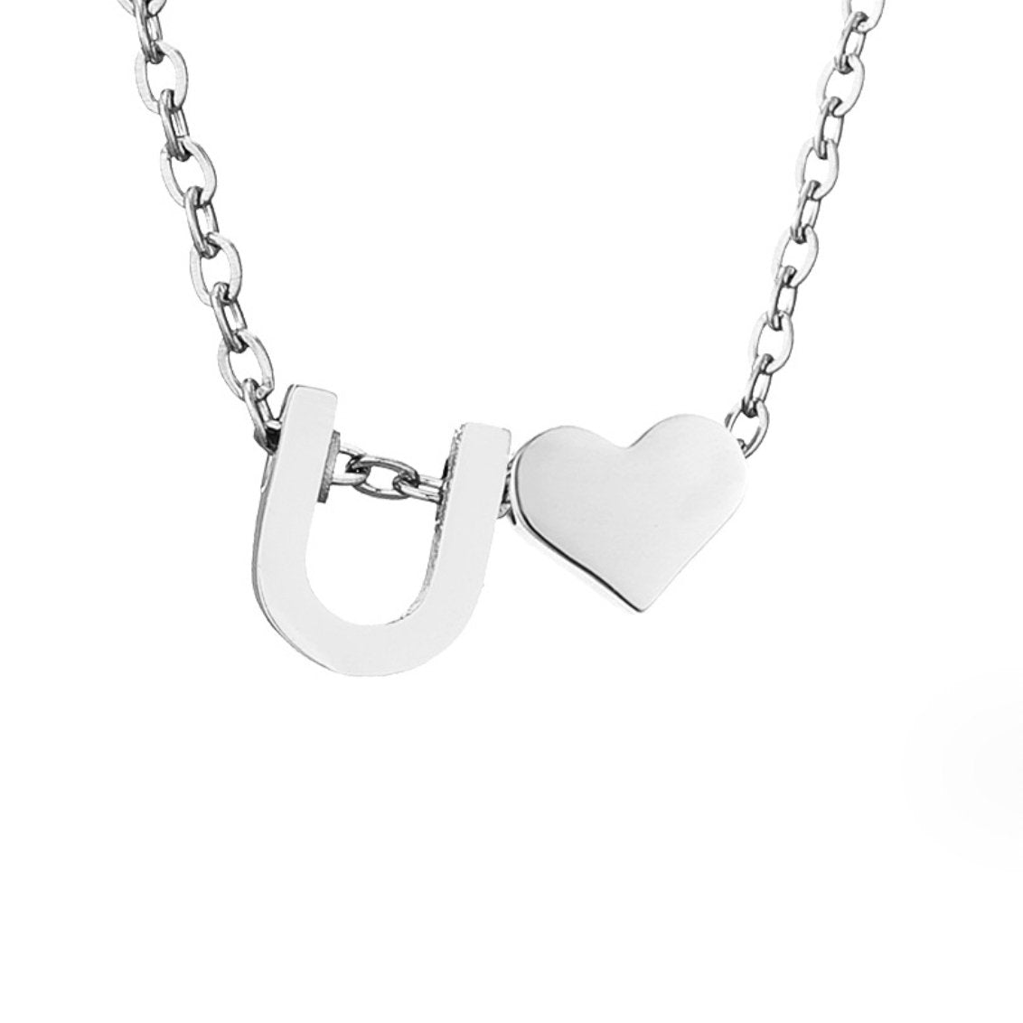 Forever Love and Letter Silver-Tone Necklace