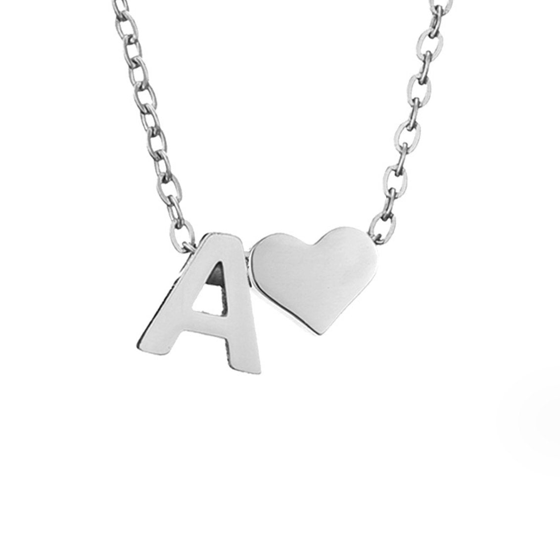 Forever Love and Letter Silver-Tone Necklace