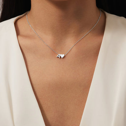 Forever Love and Letter Silver-Tone Necklace