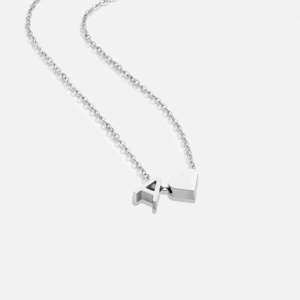 Forever Love and Letter Silver-Tone Necklace