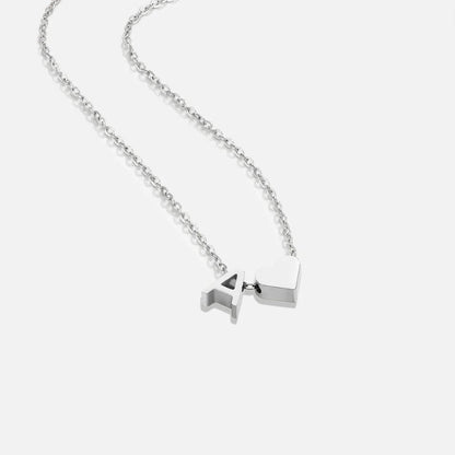 Forever Love and Letter Silver-Tone Necklace