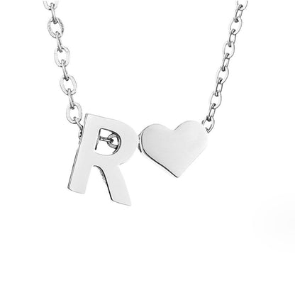 Forever Love and Letter Silver-Tone Necklace