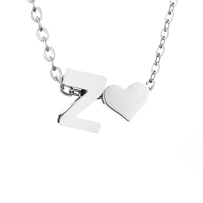 Forever Love and Letter Silver-Tone Necklace