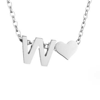 Forever Love and Letter Silver-Tone Necklace