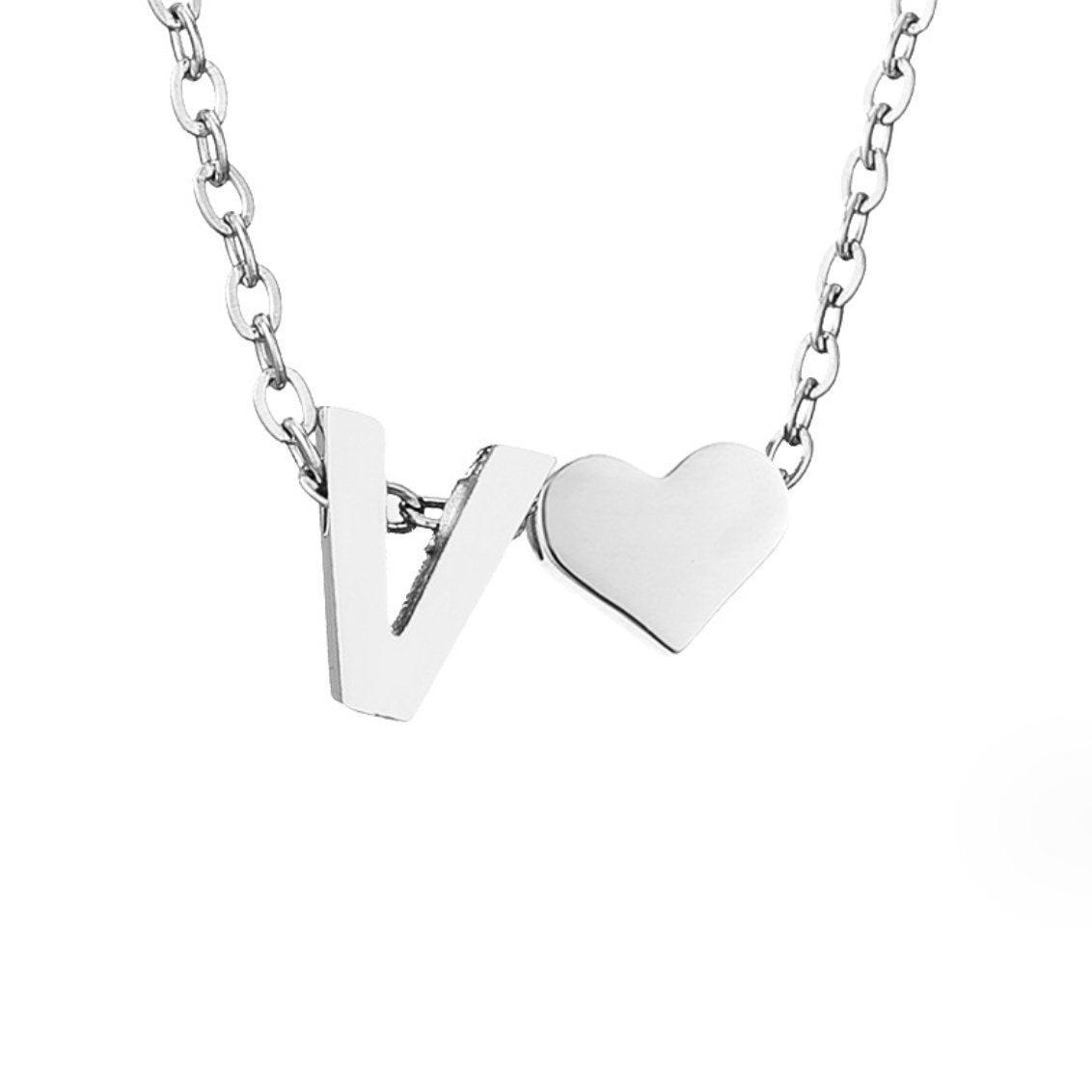 Forever Love and Letter Silver-Tone Necklace