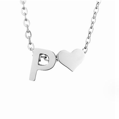 Forever Love and Letter Silver-Tone Necklace