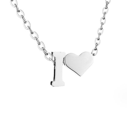 Forever Love and Letter Silver-Tone Necklace
