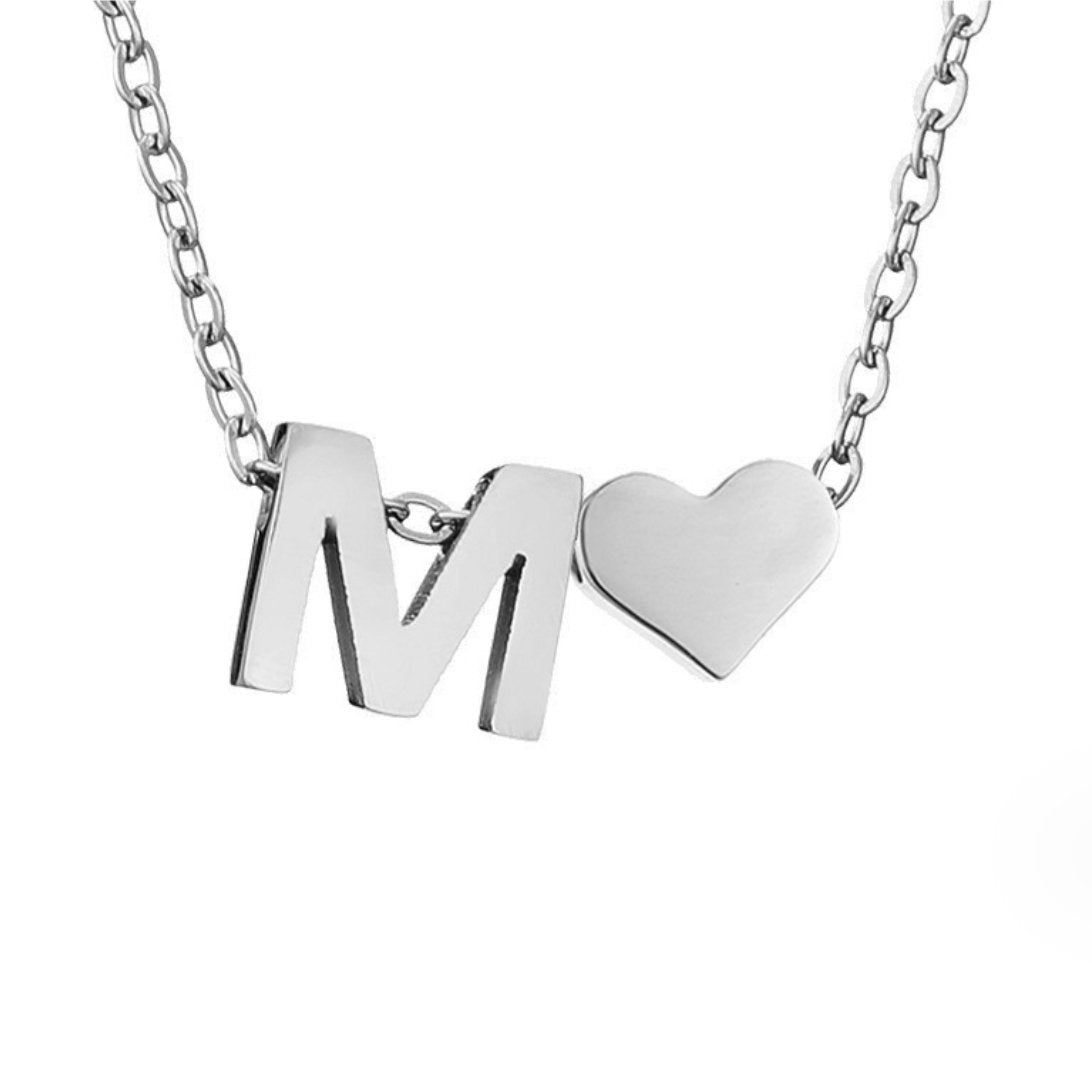 Forever Love and Letter Silver-Tone Necklace