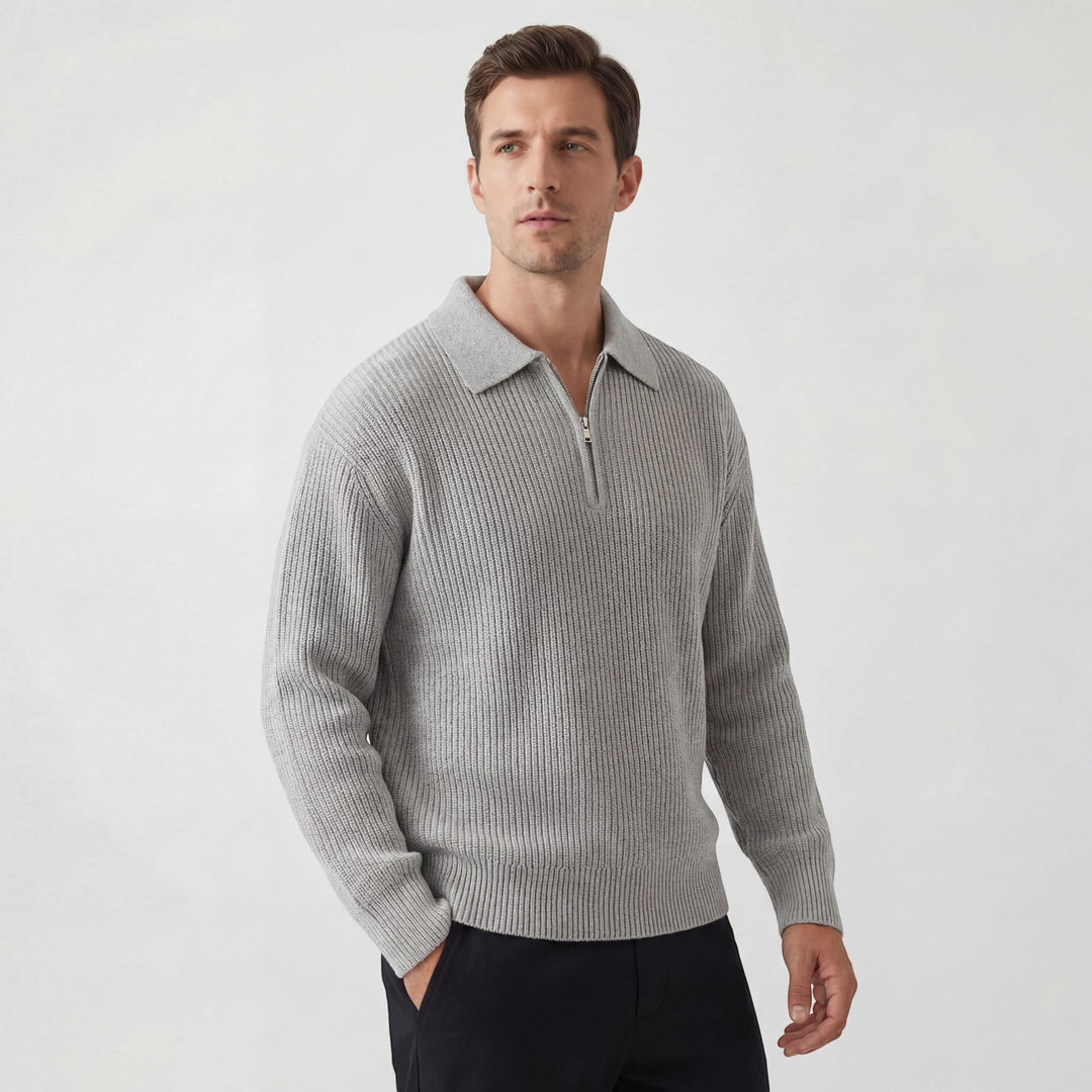 Men's Zip Through Knitted Jumper – Loose Relaxed Fit