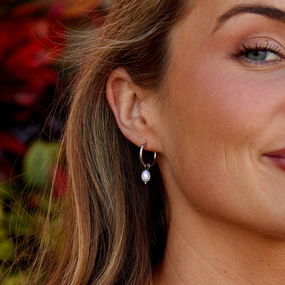 Freshwater Pearl Bella Silver-Tone Hoop Earrings