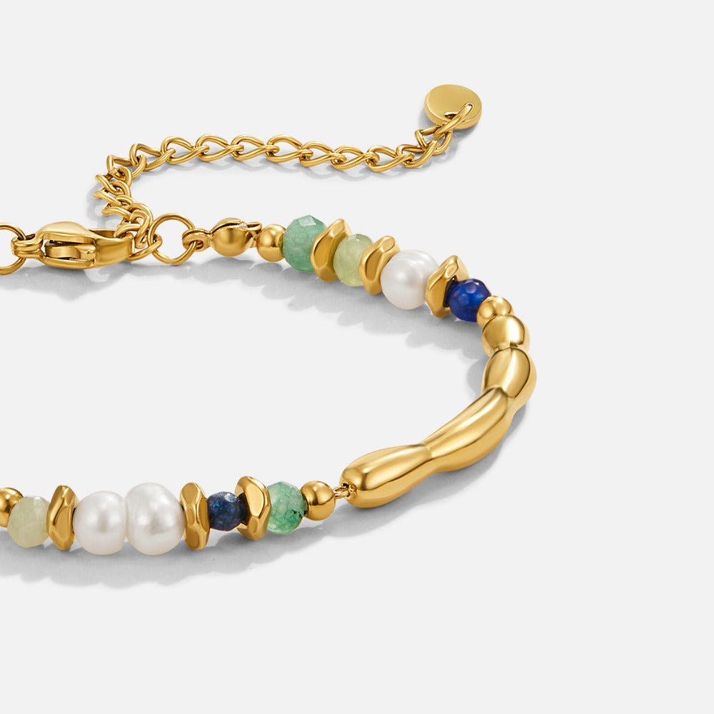 Freshwater Pearl and Green Bead Bracelet