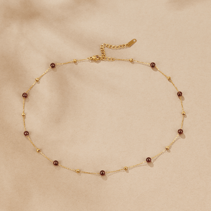 Deep Wine Red Bead Necklace