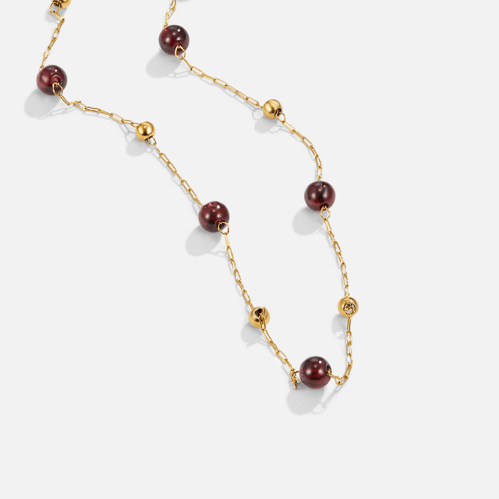 Deep Wine Red Bead Necklace