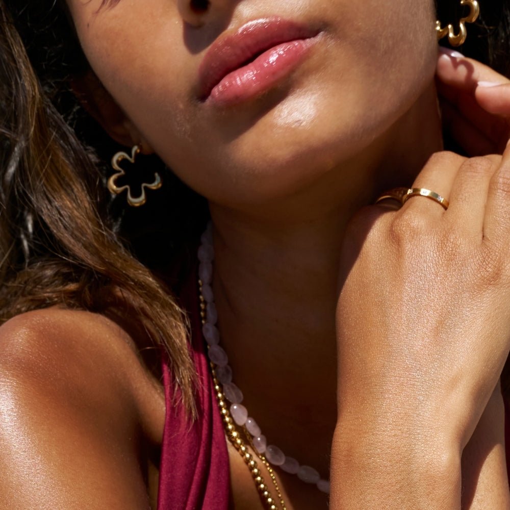 Geometric Gold-Tone Flower Hoop Earrings