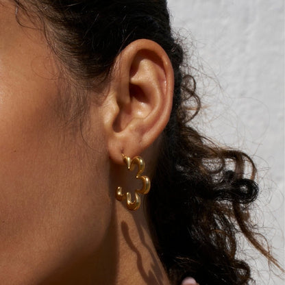 Geometric Gold-Tone Flower Hoop Earrings