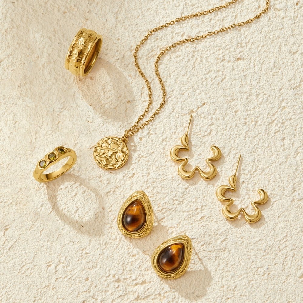 Geometric Gold-Tone Flower Hoop Earrings