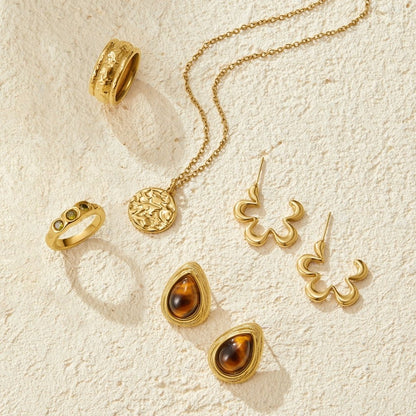 Geometric Gold-Tone Flower Hoop Earrings
