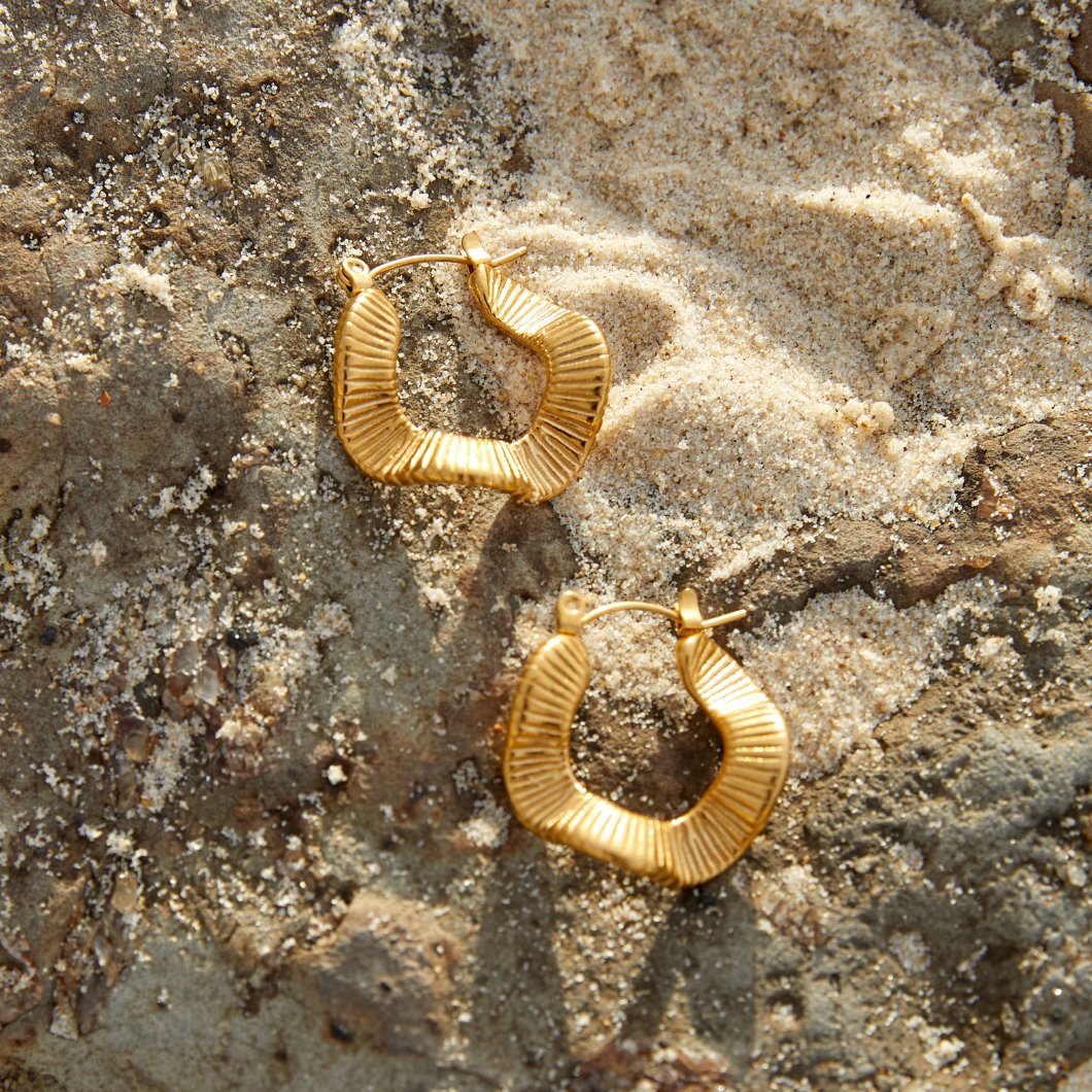Gold-Tone Wave Hoops