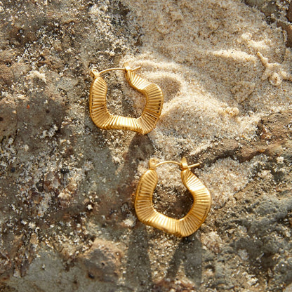Gold-Tone Wave Hoops