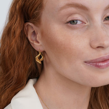 Gold-Tone Wave Hoops