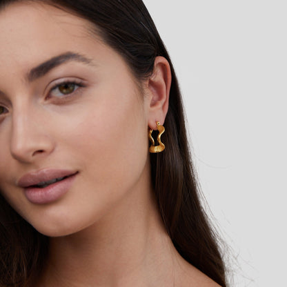 Gold-Tone Wave Hoops