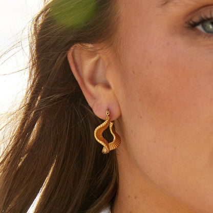 Gold-Tone Wave Hoops