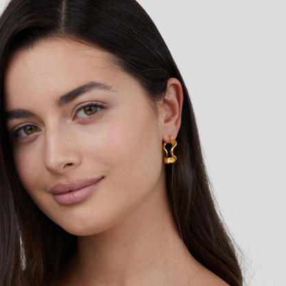 Gold-Tone Wave Hoops