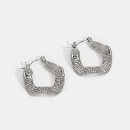 Silver-Tone Wave Hoops