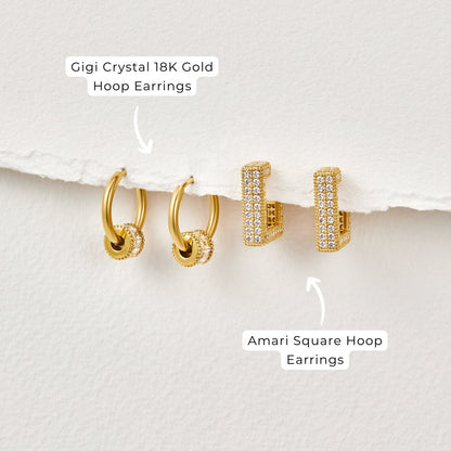 Gigi Gold-Tone Crystal Hoop Earrings