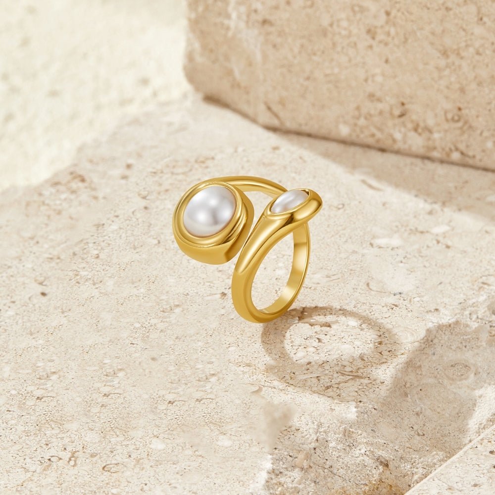 Amara Gold-Tone Pearl Wrap Ring