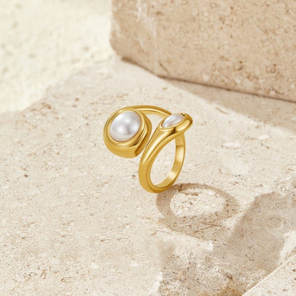 Amara Gold-Tone Pearl Wrap Ring