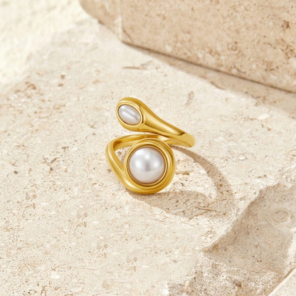 Amara Gold-Tone Pearl Wrap Ring