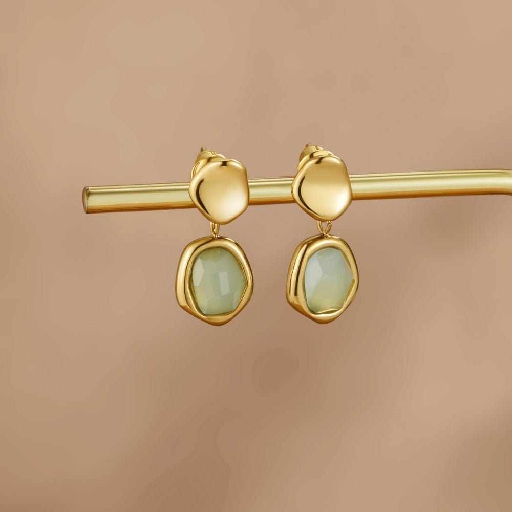 Gold-Tone Aquamarine Blue Drop Earrings