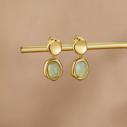 Gold-Tone Aquamarine Blue Drop Earrings