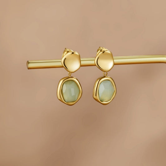 Gold-Tone Aquamarine Blue Drop Earrings