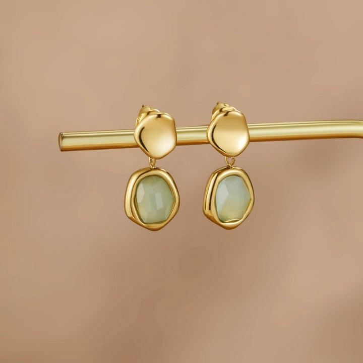 Gold-Tone Aquamarine Blue Drop Earrings