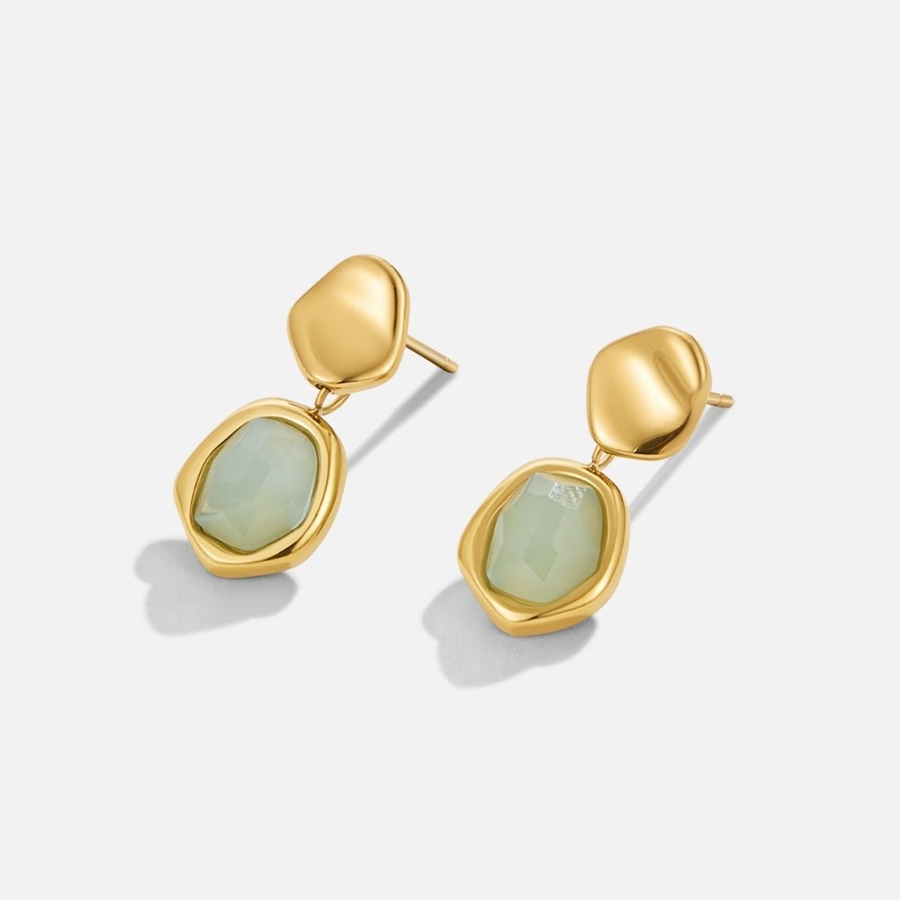 Gold-Tone Aquamarine Blue Drop Earrings