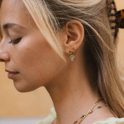 Gold-Tone Aquamarine Blue Drop Earrings