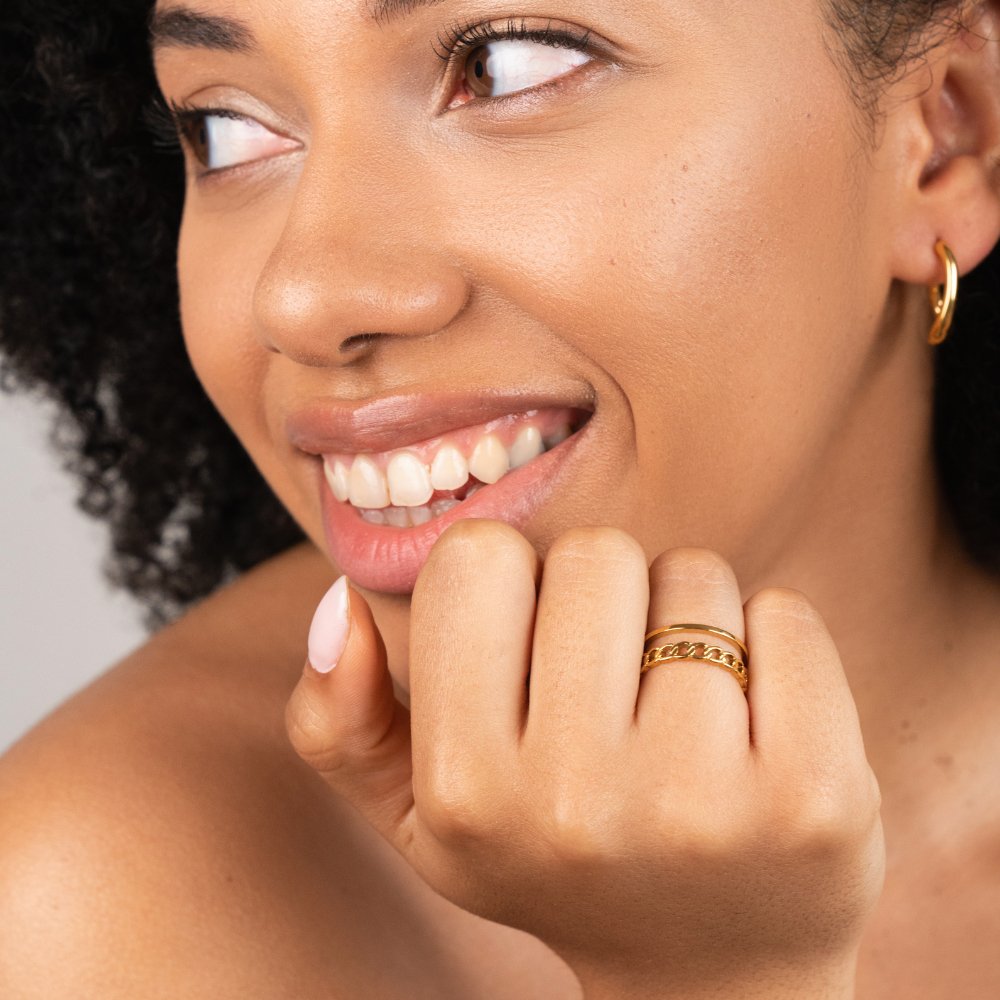 Gold-Tone Layered Chain Ring