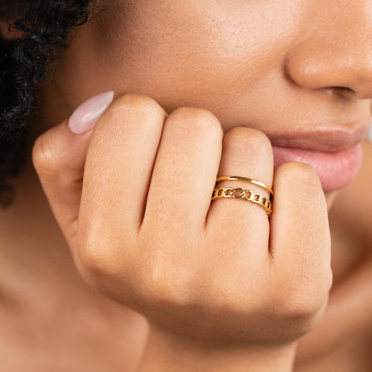 Gold-Tone Layered Chain Ring
