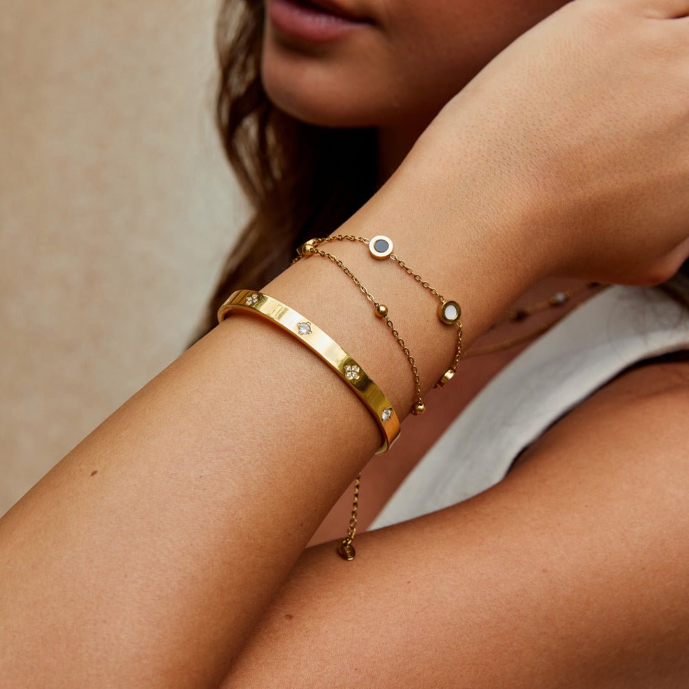 Gold-Tone Clover Bangle