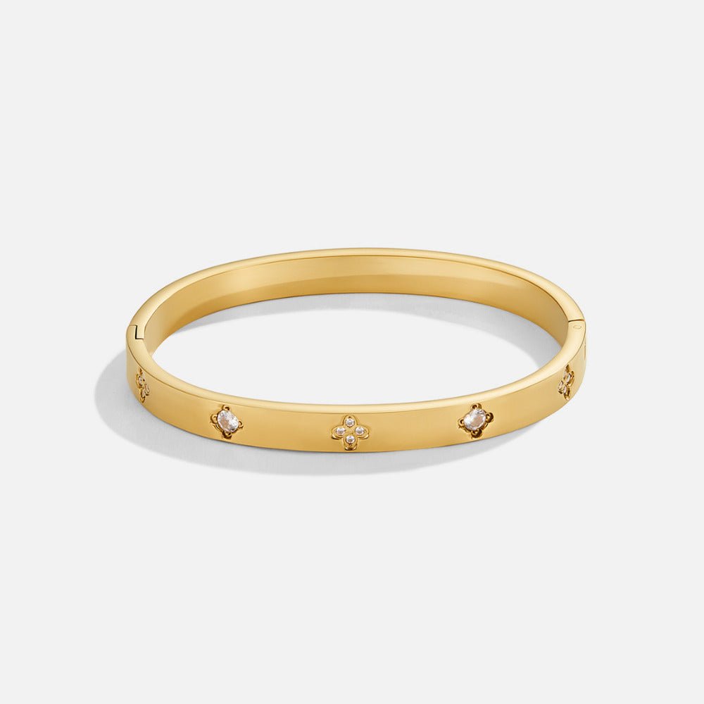 Gold-Tone Clover Bangle