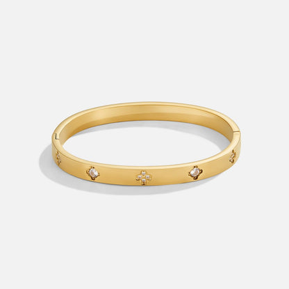 Gold-Tone Clover Bangle