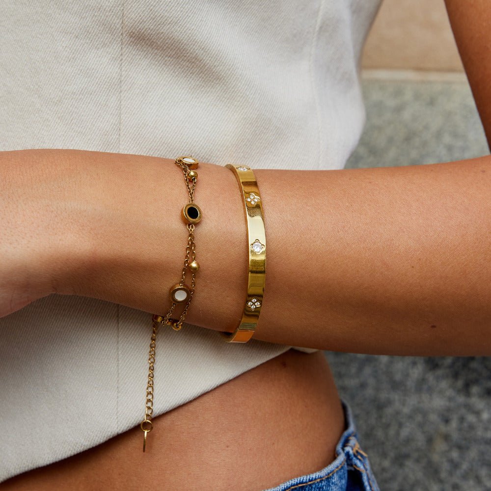Gold-Tone Clover Bangle
