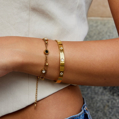 Gold-Tone Clover Bangle
