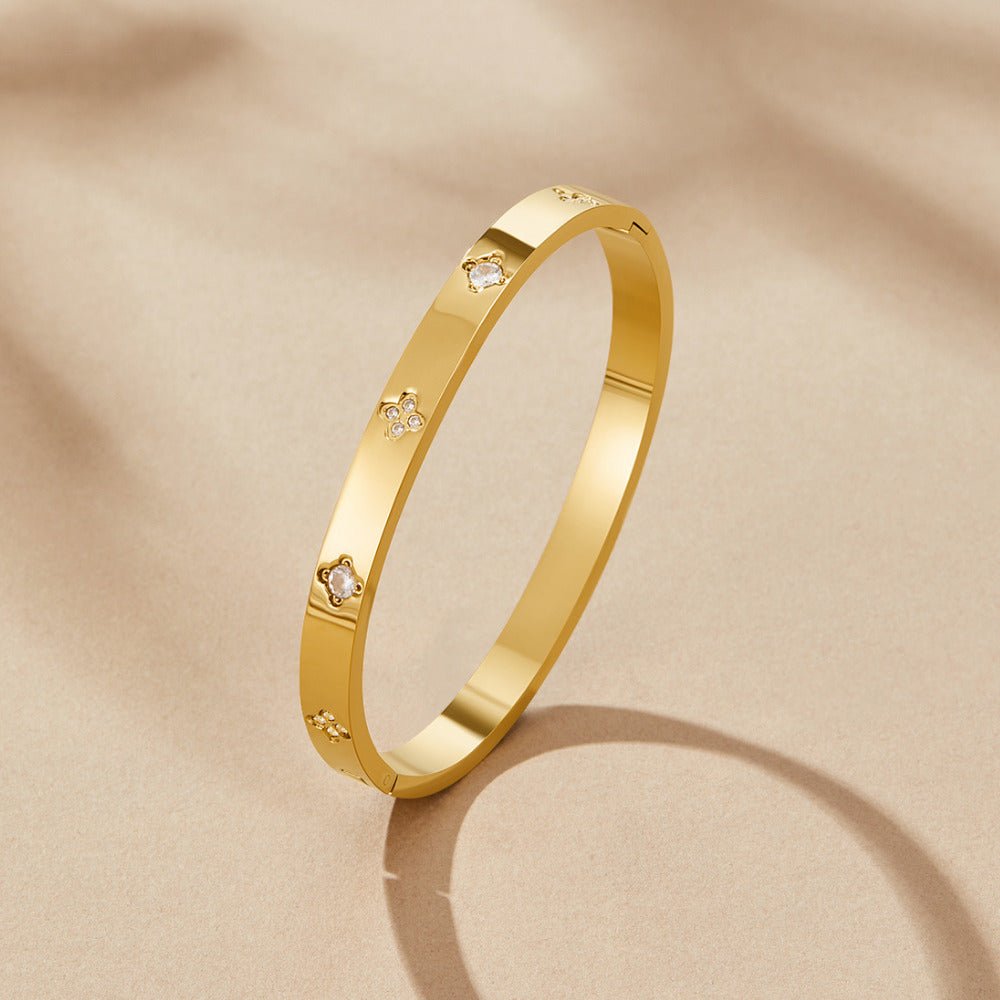 Gold-Tone Clover Bangle