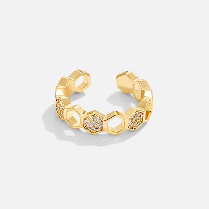 Gold-Tone Crystal Honeycomb Ring