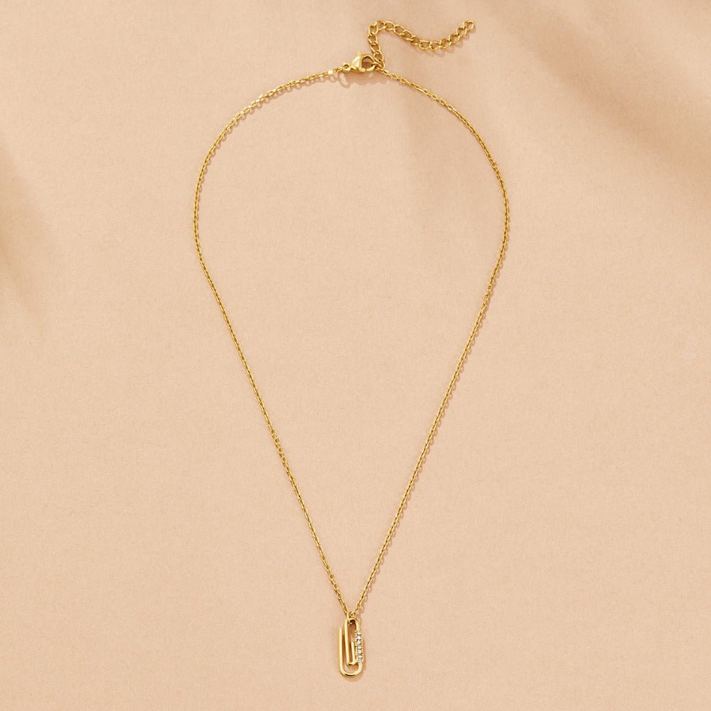Gold-Tone Crystal Paperclip Necklace