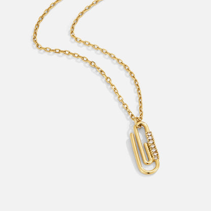 Gold-Tone Crystal Paperclip Necklace