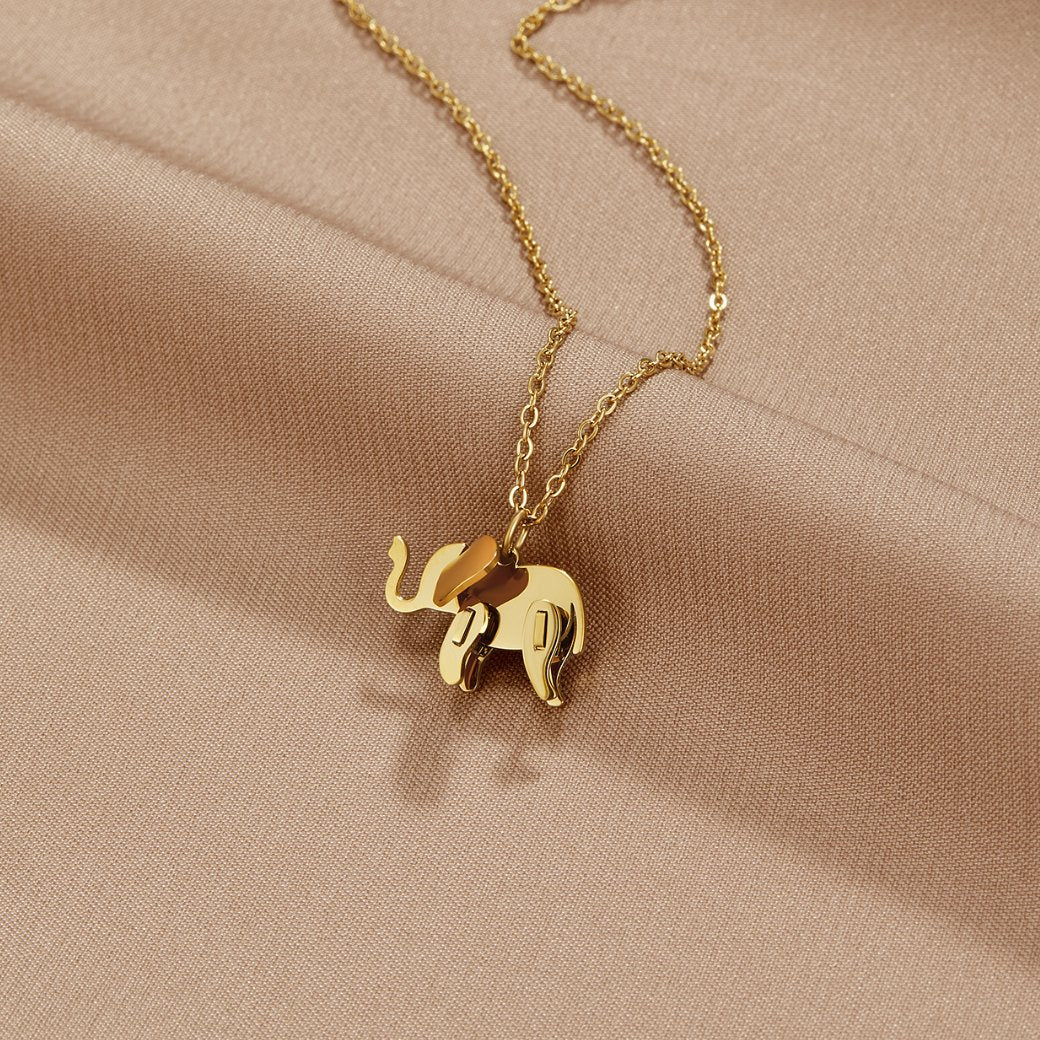 Gold-Tone Elephant Pendant Necklace